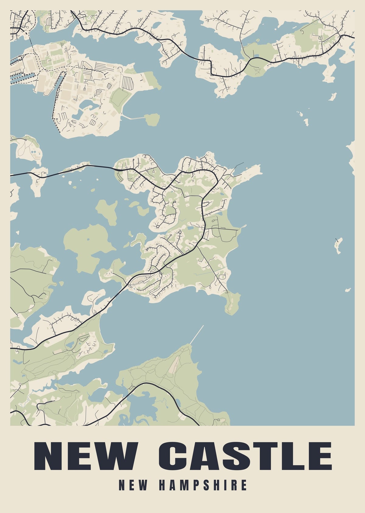 Street map poster of New Castle, New Hampshire
