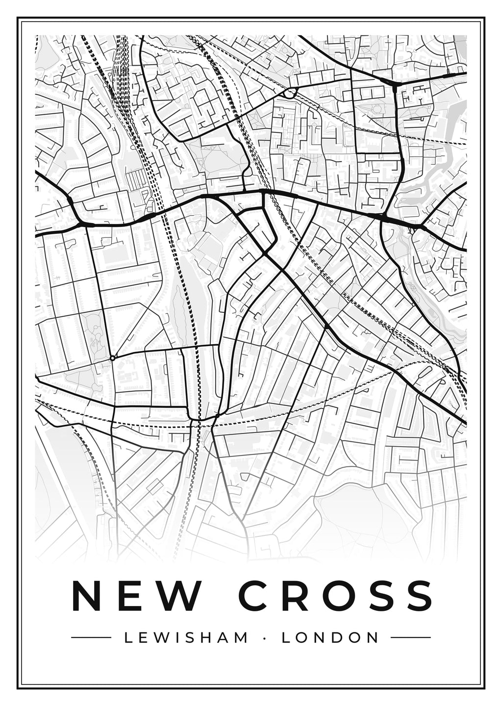 Street map poster of New Cross, Lewisham, London
