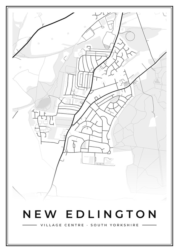 New Edlington Village Centre Street Map Poster
