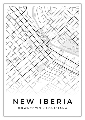 New Iberia Downtown Street Map Poster