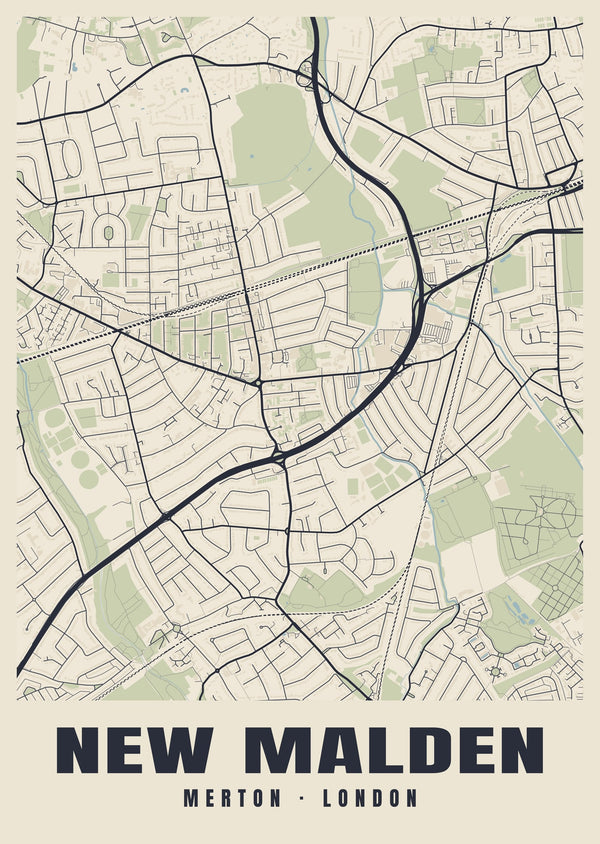 New Malden Heritage Street Map Poster