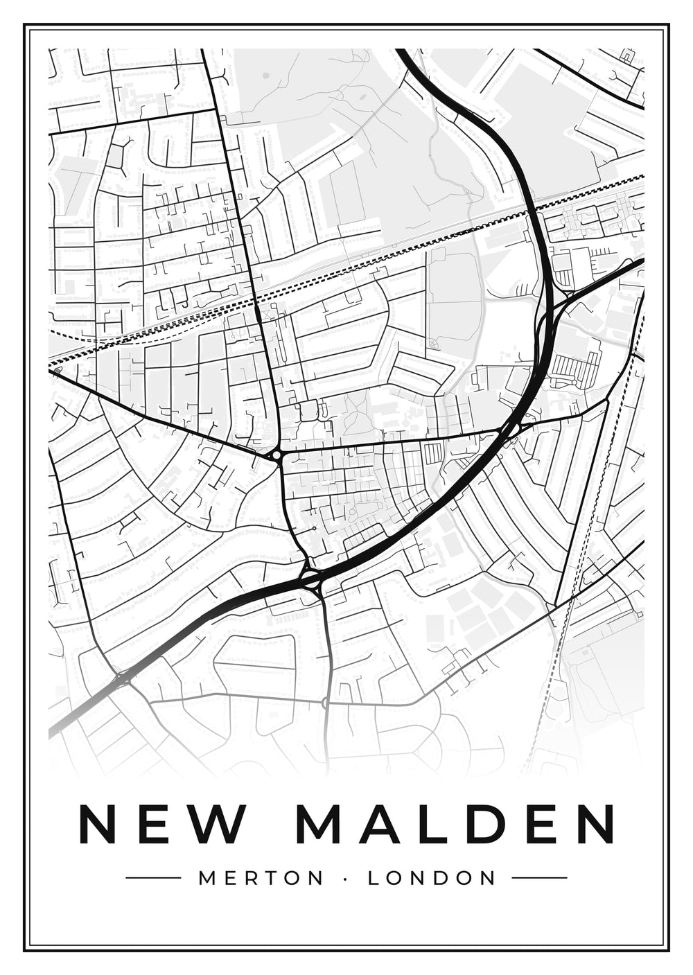 New Malden Street Map Poster