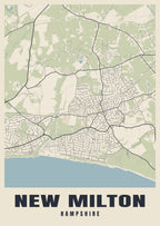 Street map poster of New Milton, Hampshire