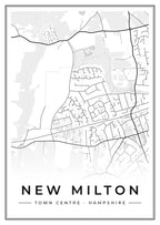 Street map poster of New Milton town centre, Hampshire