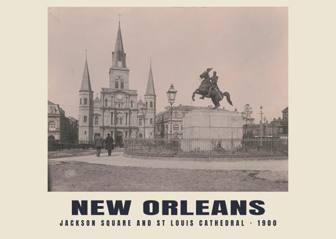 Jackson Square and St Louis Cathedral, New Orleans — 1900 · Historic photograph print
