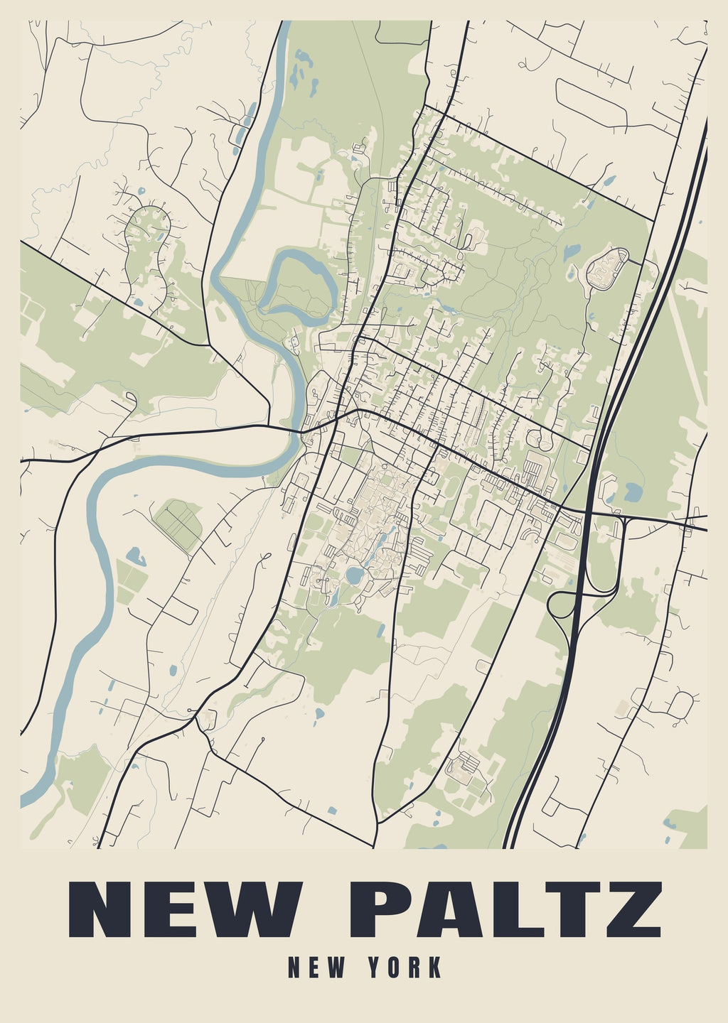 Street map poster of New Paltz, New York