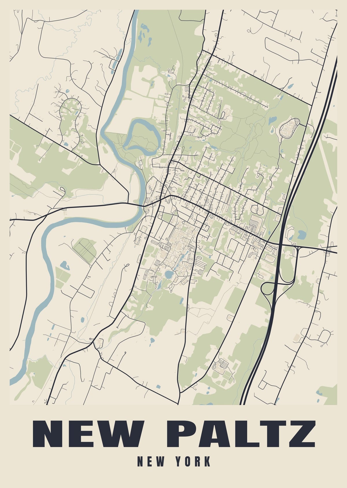 Street map poster of New Paltz, New York