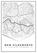 Street map poster of New Silksworth village centre, Tyne and Wear