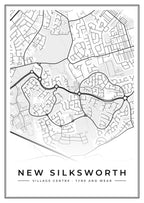 Street map poster of New Silksworth village centre, Tyne and Wear