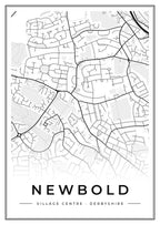 Street map poster of Newbold village centre, Derbyshire