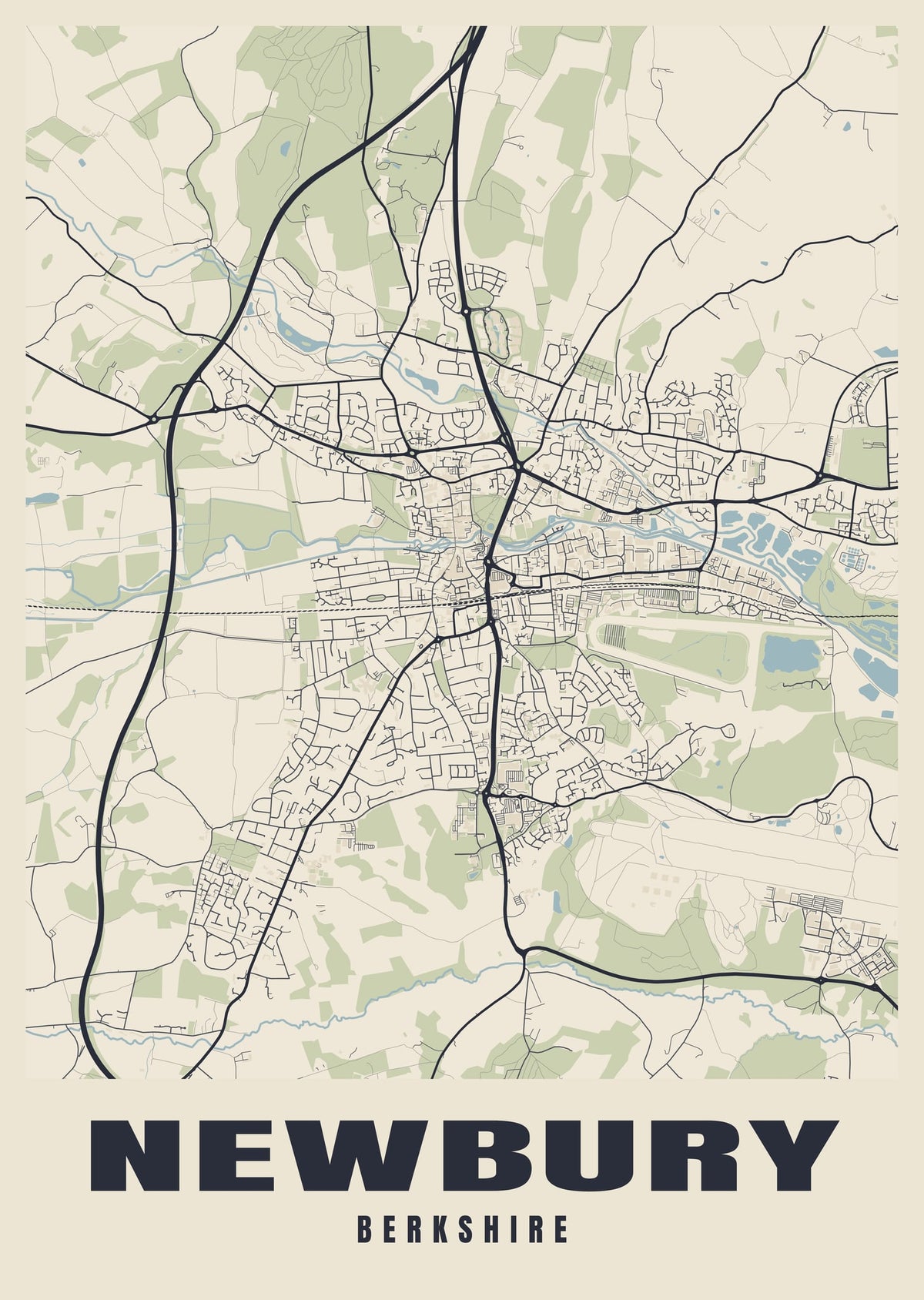 Street map poster of Newbury, Berkshire