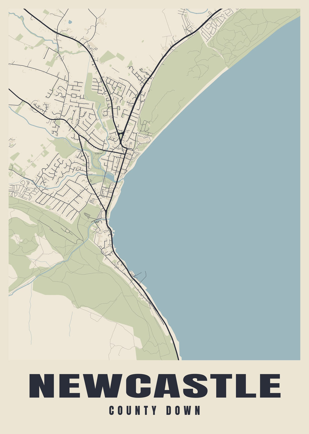 Street map poster of Newcastle, County Down