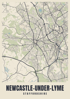 Newcastle-under-Lyme Street Map Poster