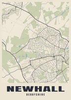 Street map poster of Newhall, Derbyshire