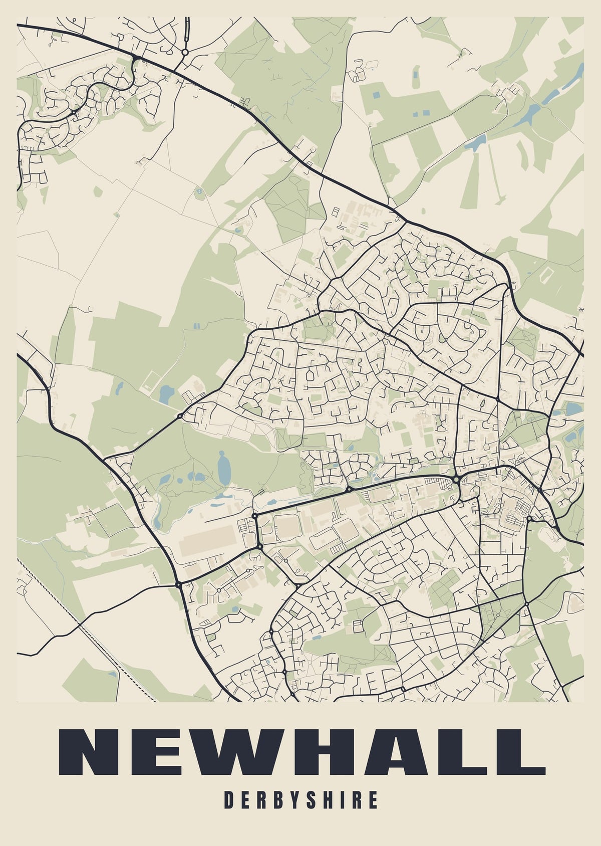 Street map poster of Newhall, Derbyshire