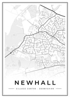 Street map poster of Newhall village centre, Derbyshire