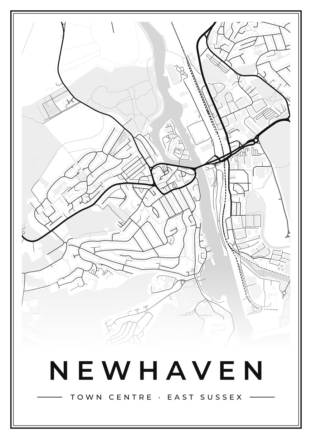 Newhaven Town Centre Street Map Poster