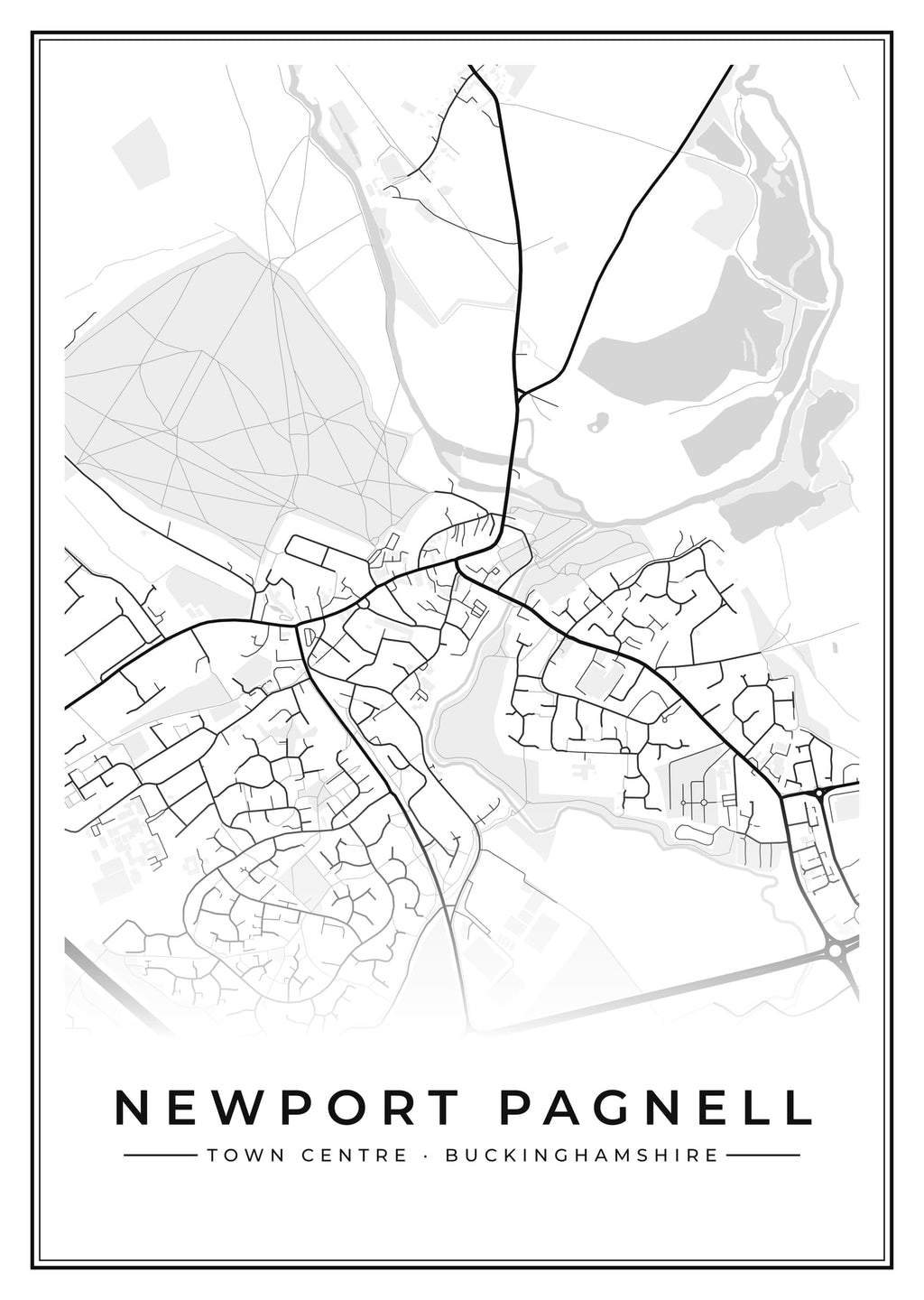 Street map poster of Newport Pagnell town centre, Buckinghamshire