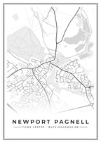Street map poster of Newport Pagnell town centre, Buckinghamshire
