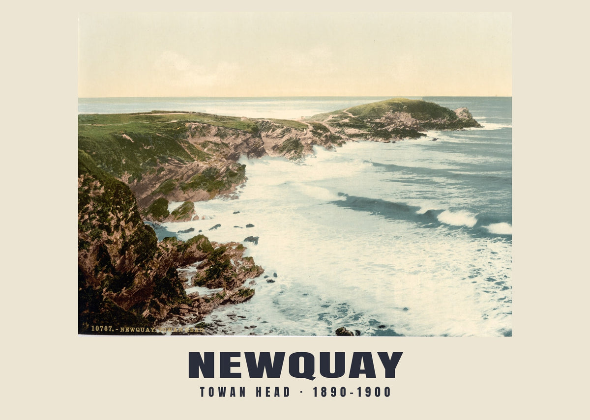 Towan Head, Newquay — Vintage photochrom print, 1890–1900