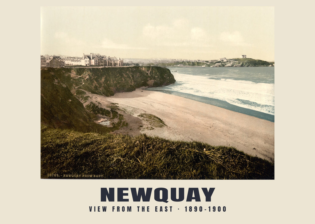 View from the East, Newquay — Vintage photochrom print, 1890–1900
