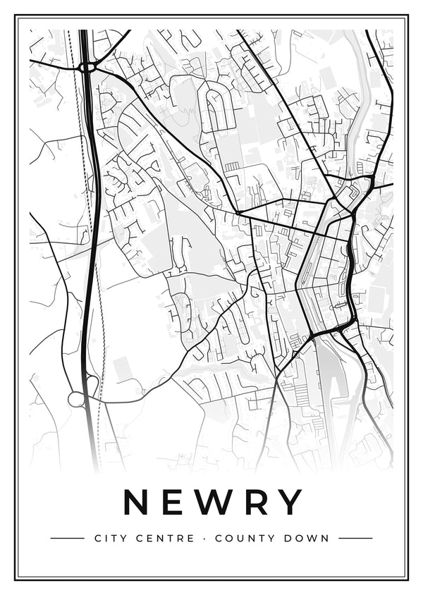 Newry City Centre Street Map Poster