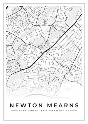 Newton Mearns Town Centre Street Map Poster