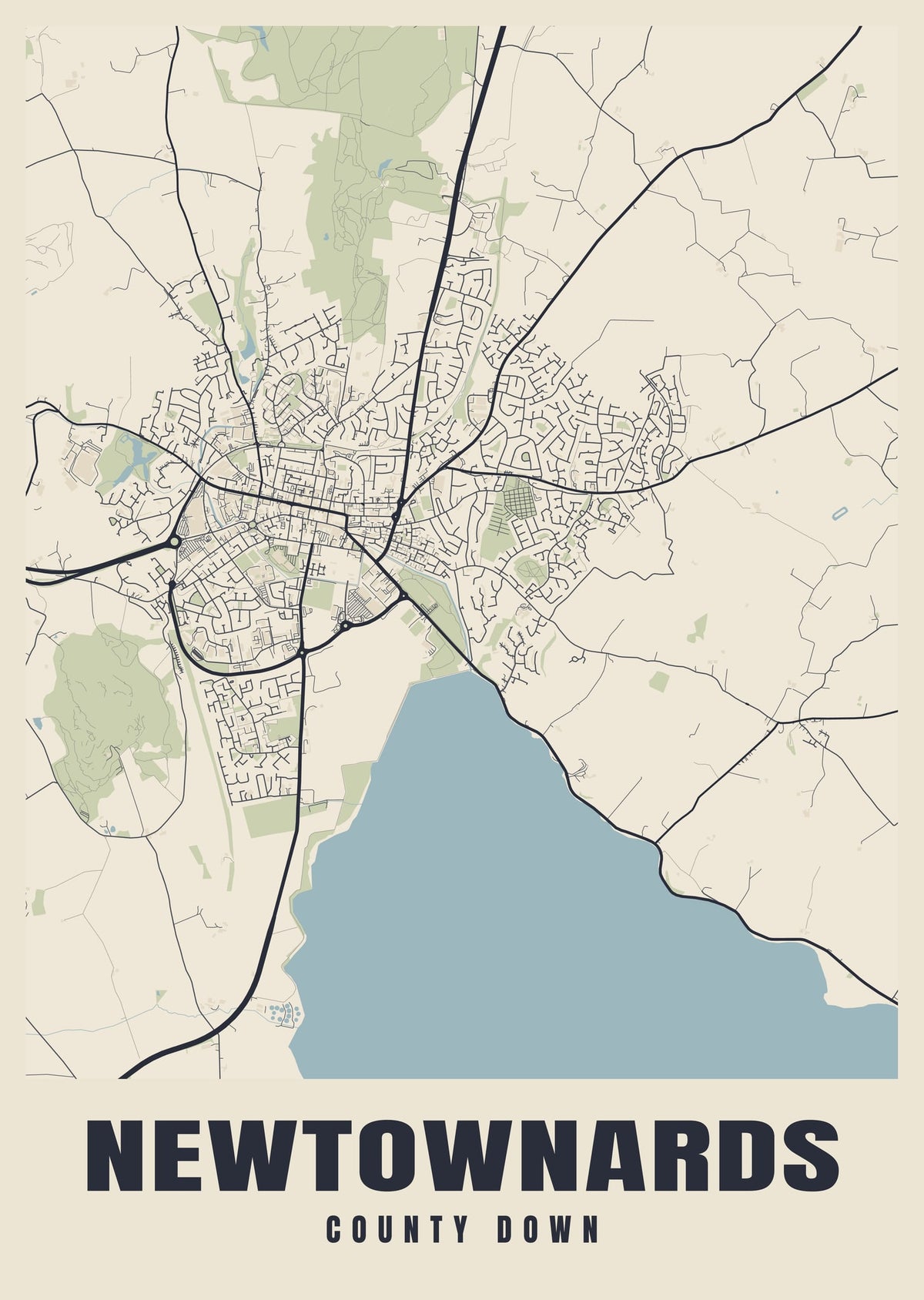 Street map poster of Newtownards, County Down