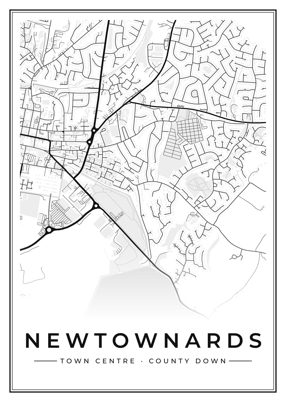 Street map poster of Newtownards town centre, County Down