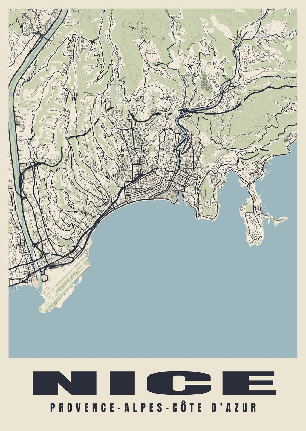 Street map poster of Nice, Provence-Alpes-Côte d'Azur