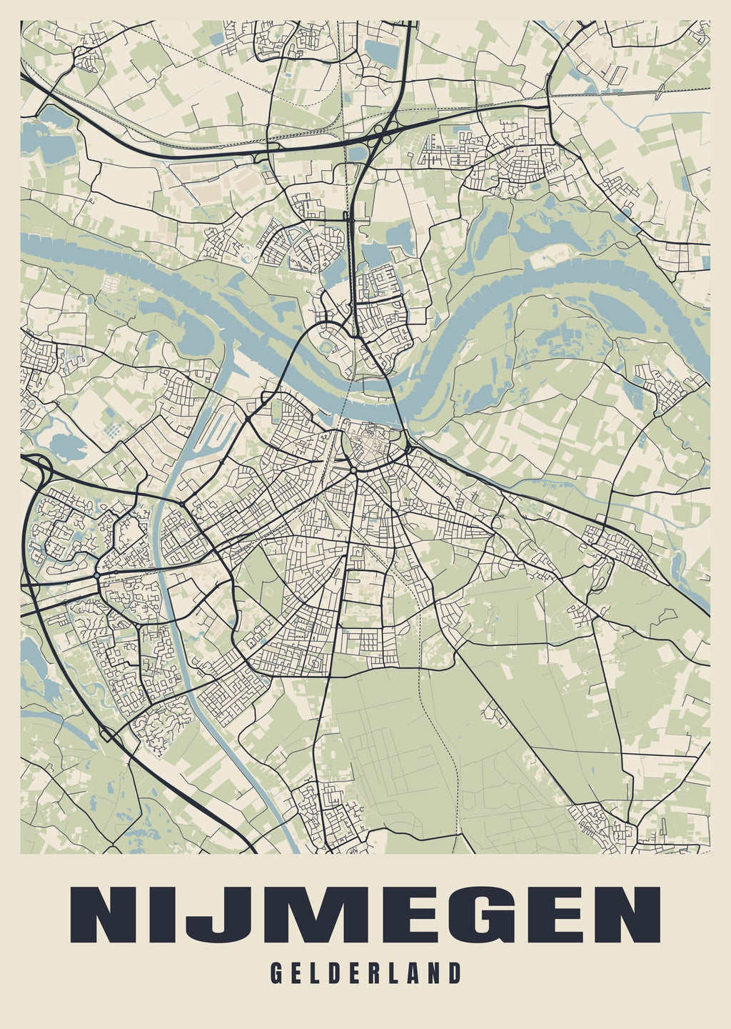 Street map poster of Nijmegen, Gelderland