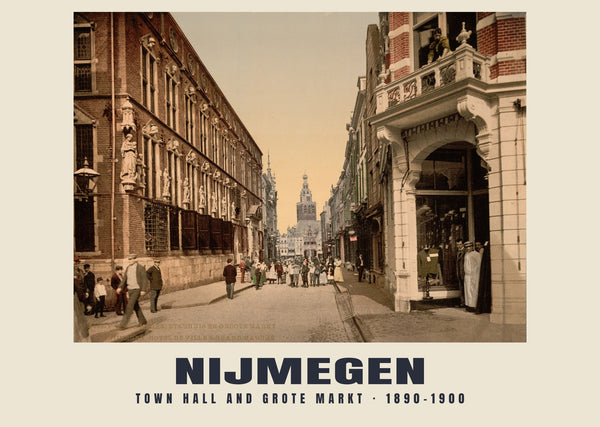 Town Hall and Grote Markt, Nijmegen — 1890–1900 · Vintage photochrom print