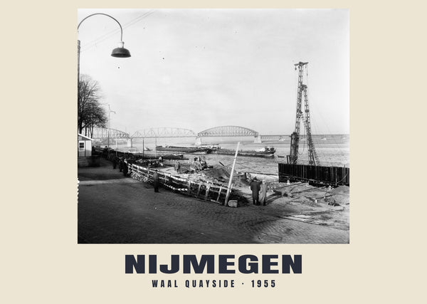 Waal quayside, Nijmegen — 1955 · Historic photograph print