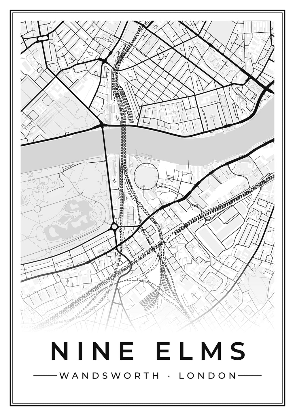 Street map poster of Nine Elms, Wandsworth, London
