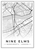 Street map poster of Nine Elms, Wandsworth, London
