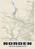 Street map poster of Norden, Greater Manchester
