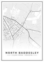 Street map poster of North Baddesley village centre, Hampshire