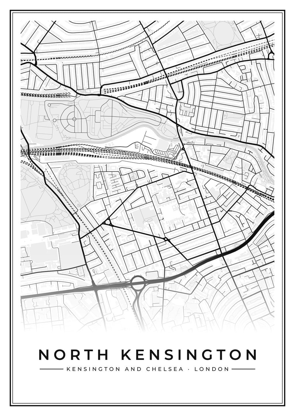 Street map poster of North Kensington, Kensington and Chelsea, London