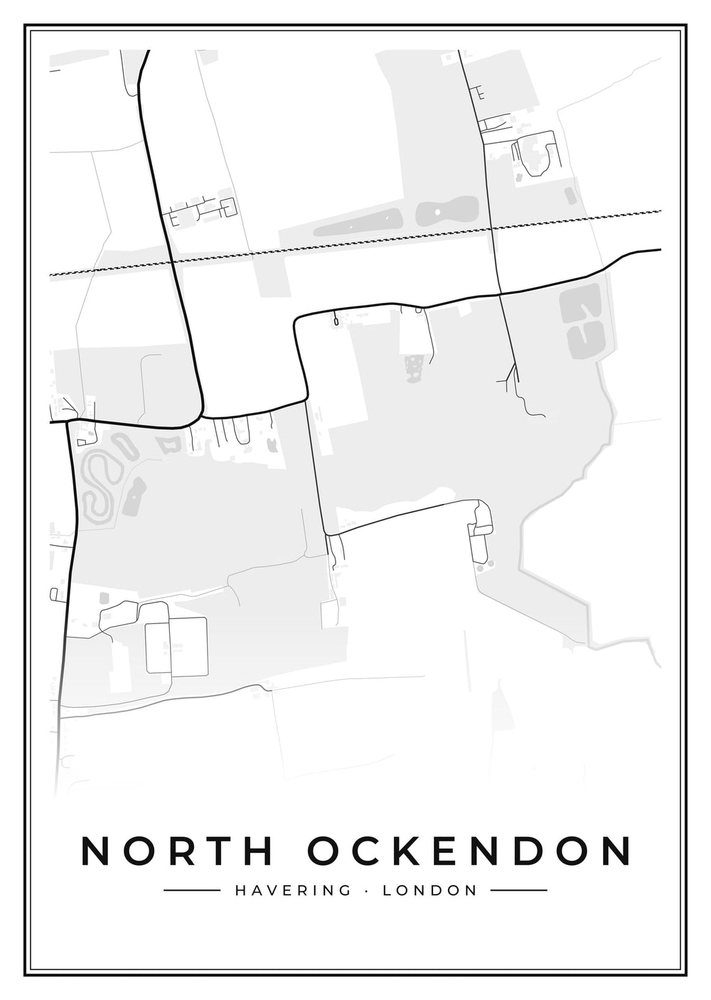 North Ockendon Street Map Poster