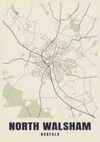 Street map poster of North Walsham, Norfolk