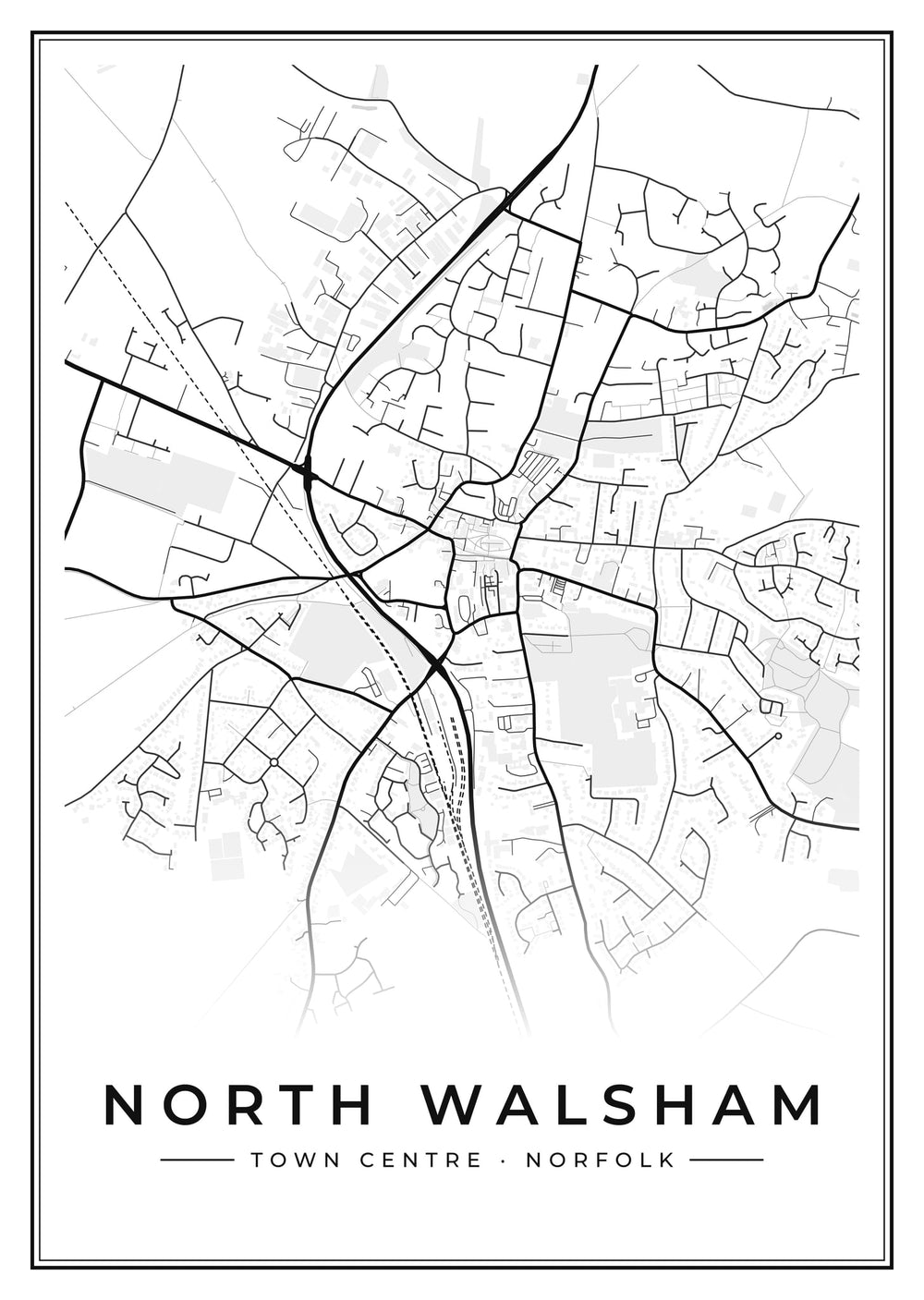 North Walsham Town Centre Street Map Poster