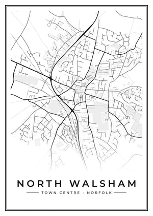 North Walsham Town Centre Street Map Poster