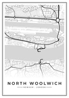 Street map poster of North Woolwich, Newham, London