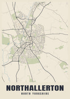 Street map poster of Northallerton, North Yorkshire