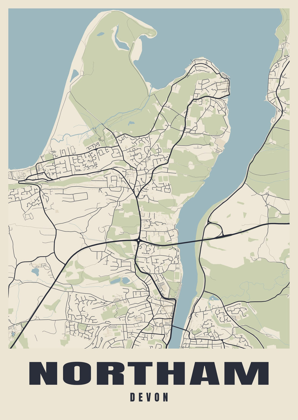 Street map poster of Northam, Devon