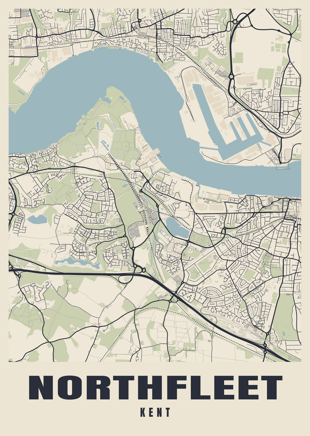 Street map poster of Northfleet, Kent