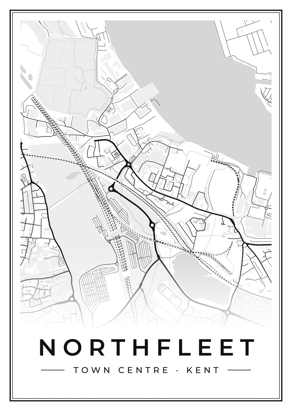 Street map poster of Northfleet town centre, Kent