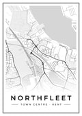 Street map poster of Northfleet town centre, Kent