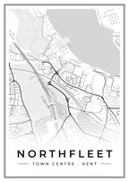 Street map poster of Northfleet town centre, Kent