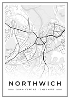 Street map poster of Northwich town centre, Cheshire